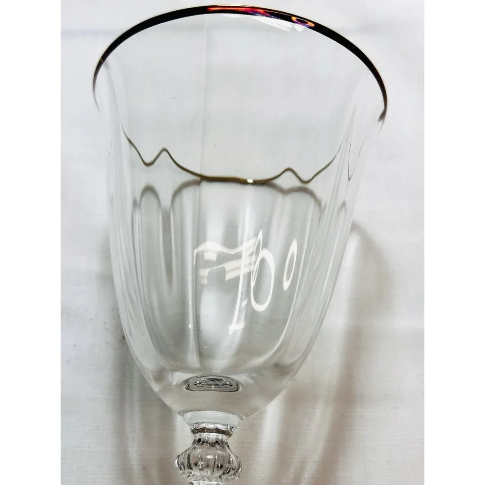 Mikasa Allegro‎ Gold Rim Optic Water/Wine Goblets Glasses 7 7/8
